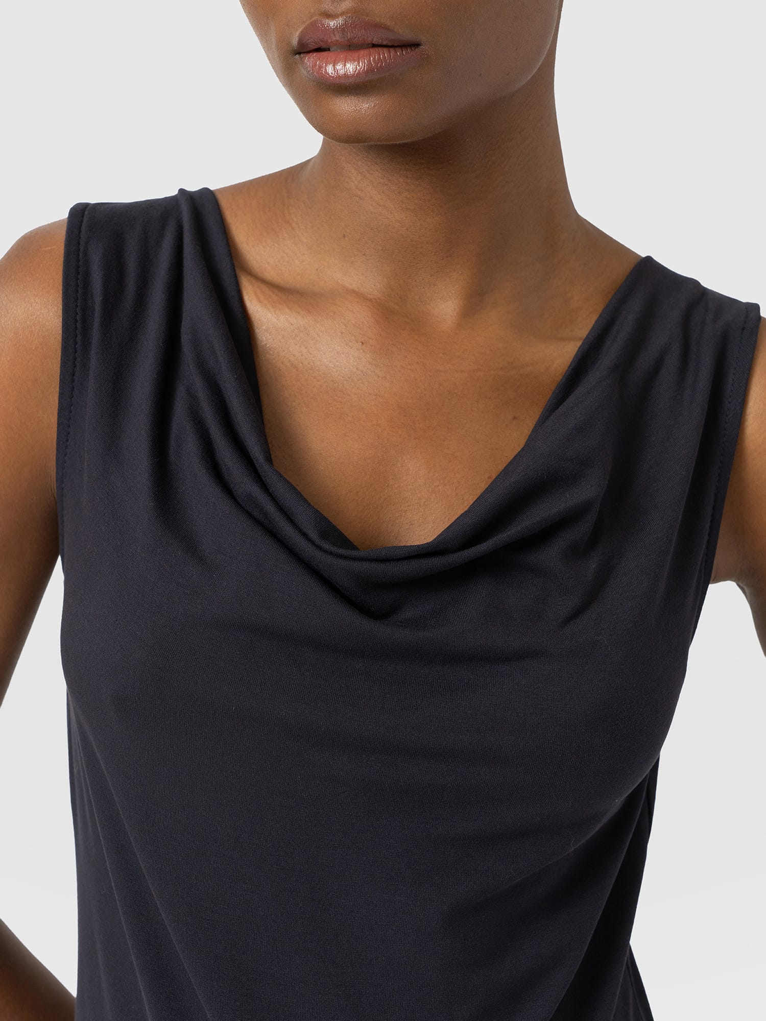 Cowl Neck Cami Navy - Women's T-Shirts | Saint and Sofia® USA