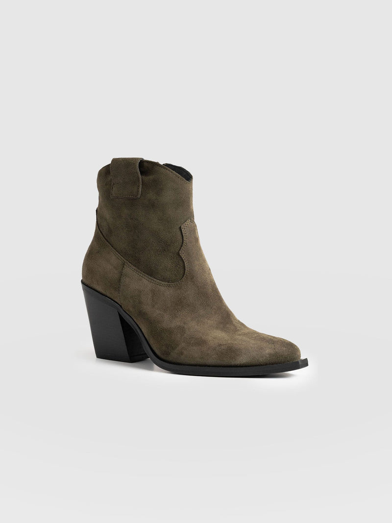 Dallas Mid Boot Khaki - Women's Leather Boots | Saint + Sofia® US