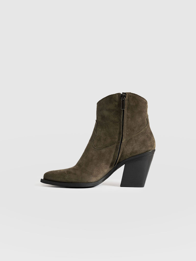 Dallas Mid Boot Khaki - Women's Leather Boots | Saint + Sofia® US