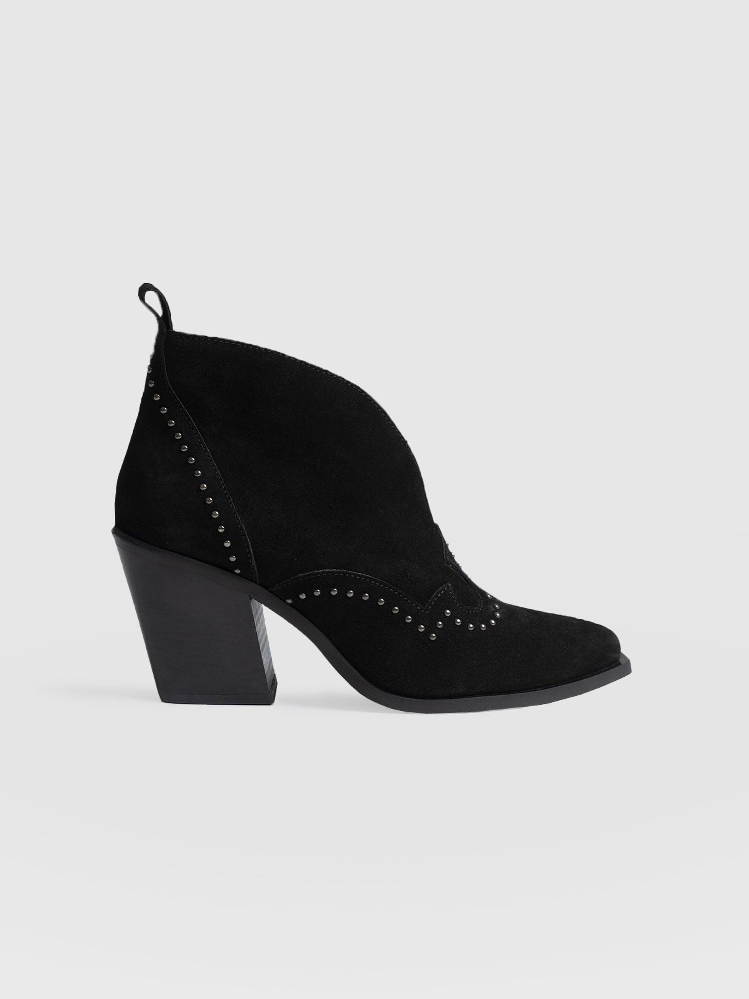 Ladies black studded ankle boots best sale