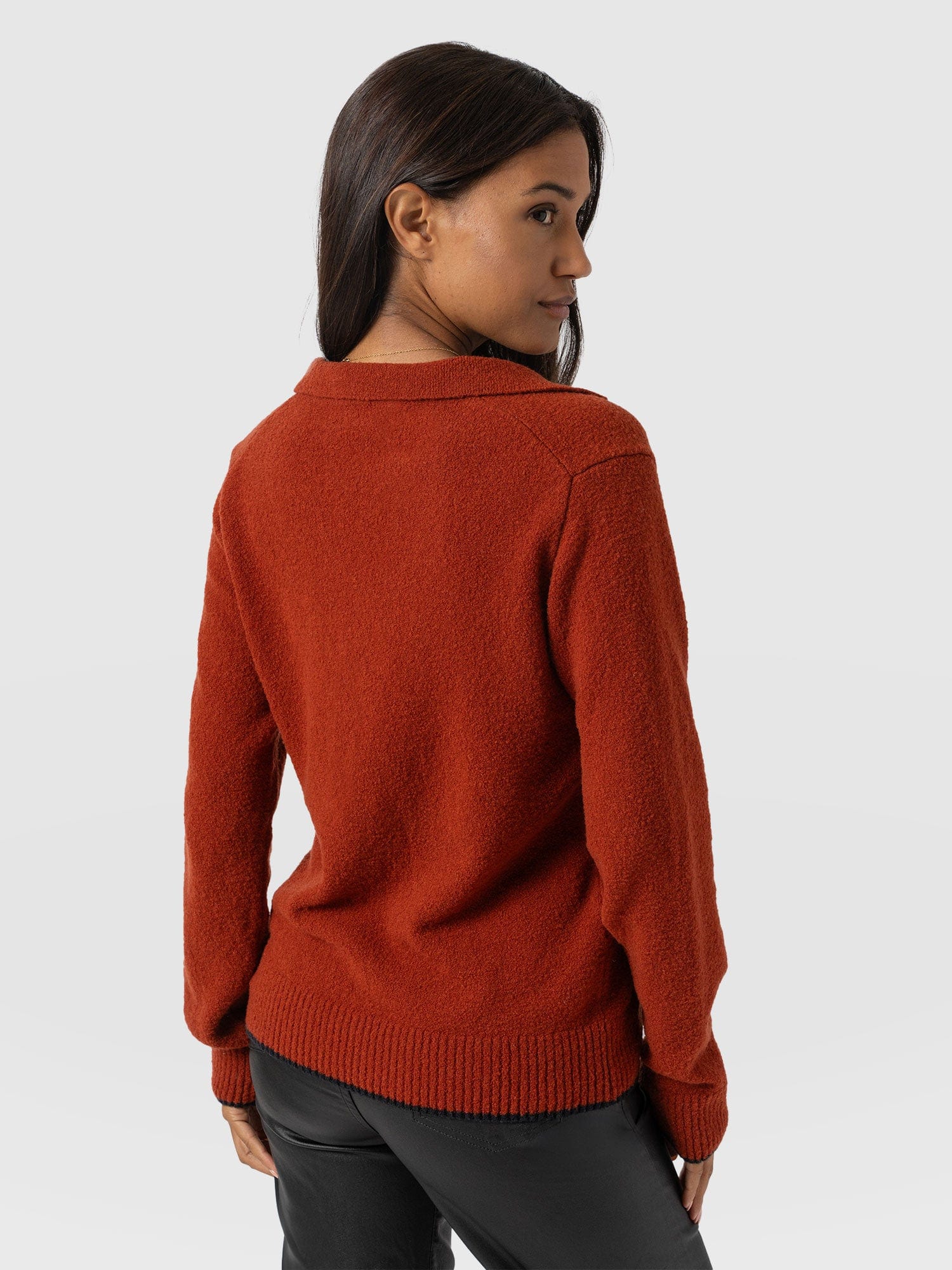 Delphi Polo Knit - Burnt Orange - Women's T-shirts | Saint + Sofia® USA