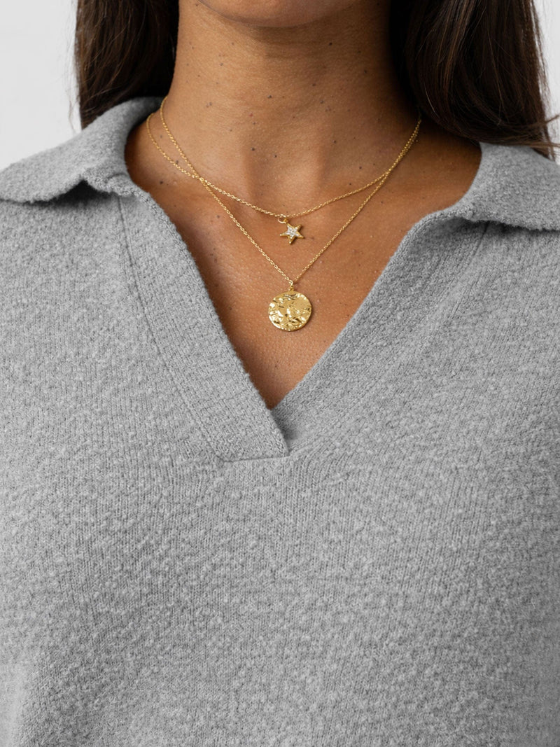 Delphi Polo Knit - Grey - Women's Sweaters | Saint + Sofia® USA