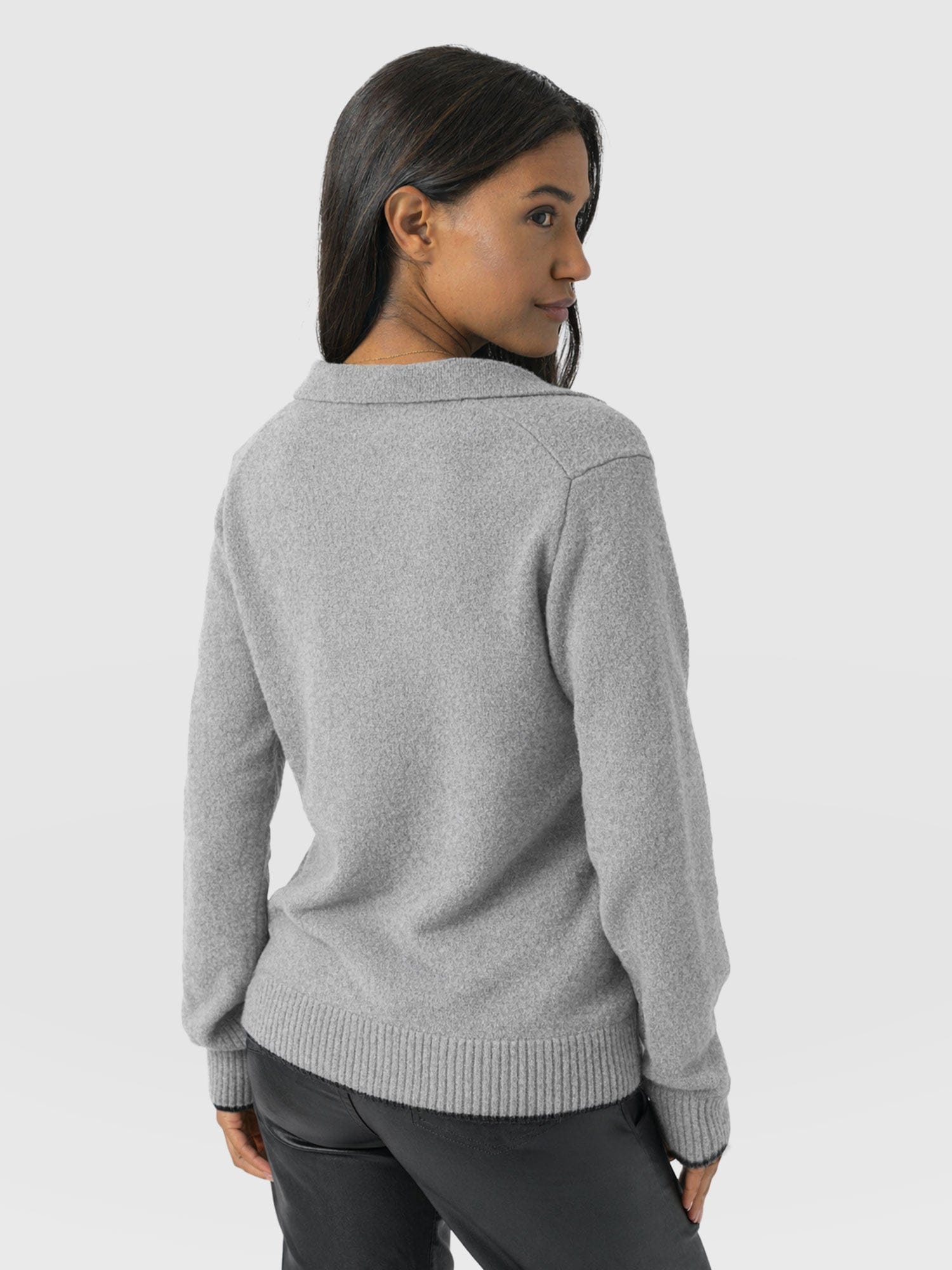 Delphi Polo Knit - Grey - Women's Sweaters | Saint + Sofia® USA