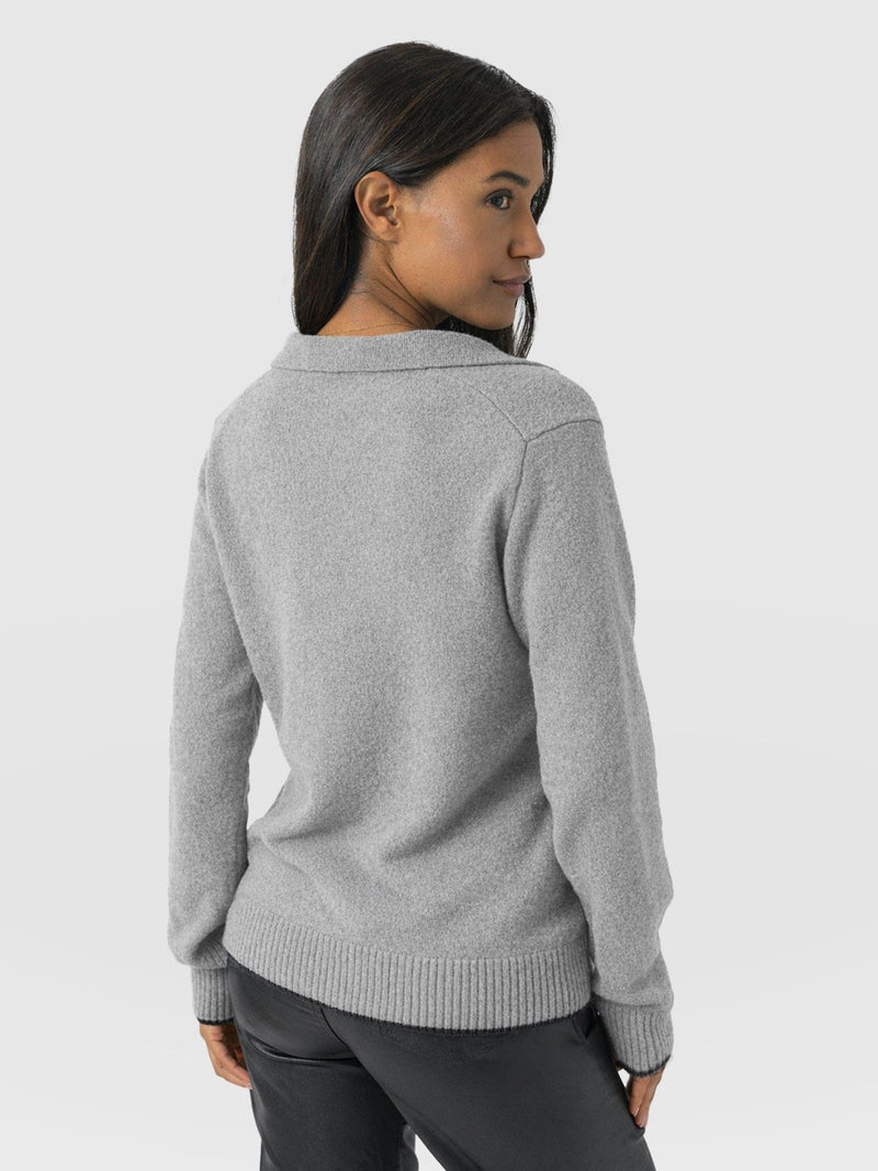 Delphi Polo Knit - Grey - Women's Sweaters | Saint + Sofia® USA