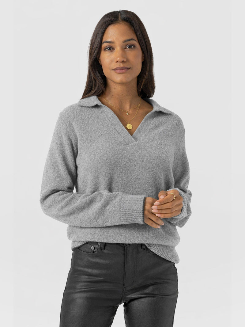 Delphi Polo Knit - Grey - Women's Sweaters | Saint + Sofia® USA