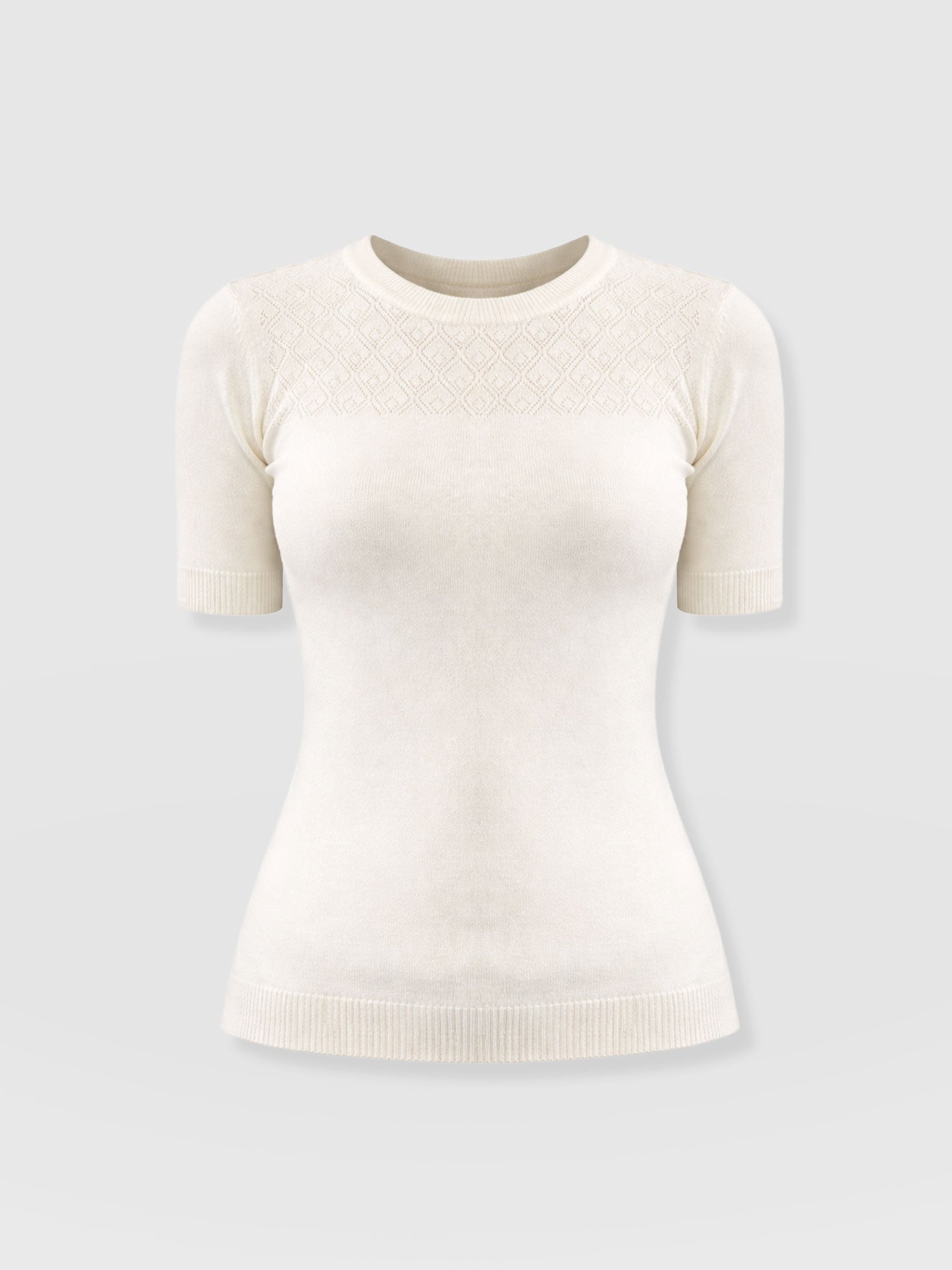 Diamond Knit Tee - Cream - Women's Sweaters | Saint + Sofia® USA