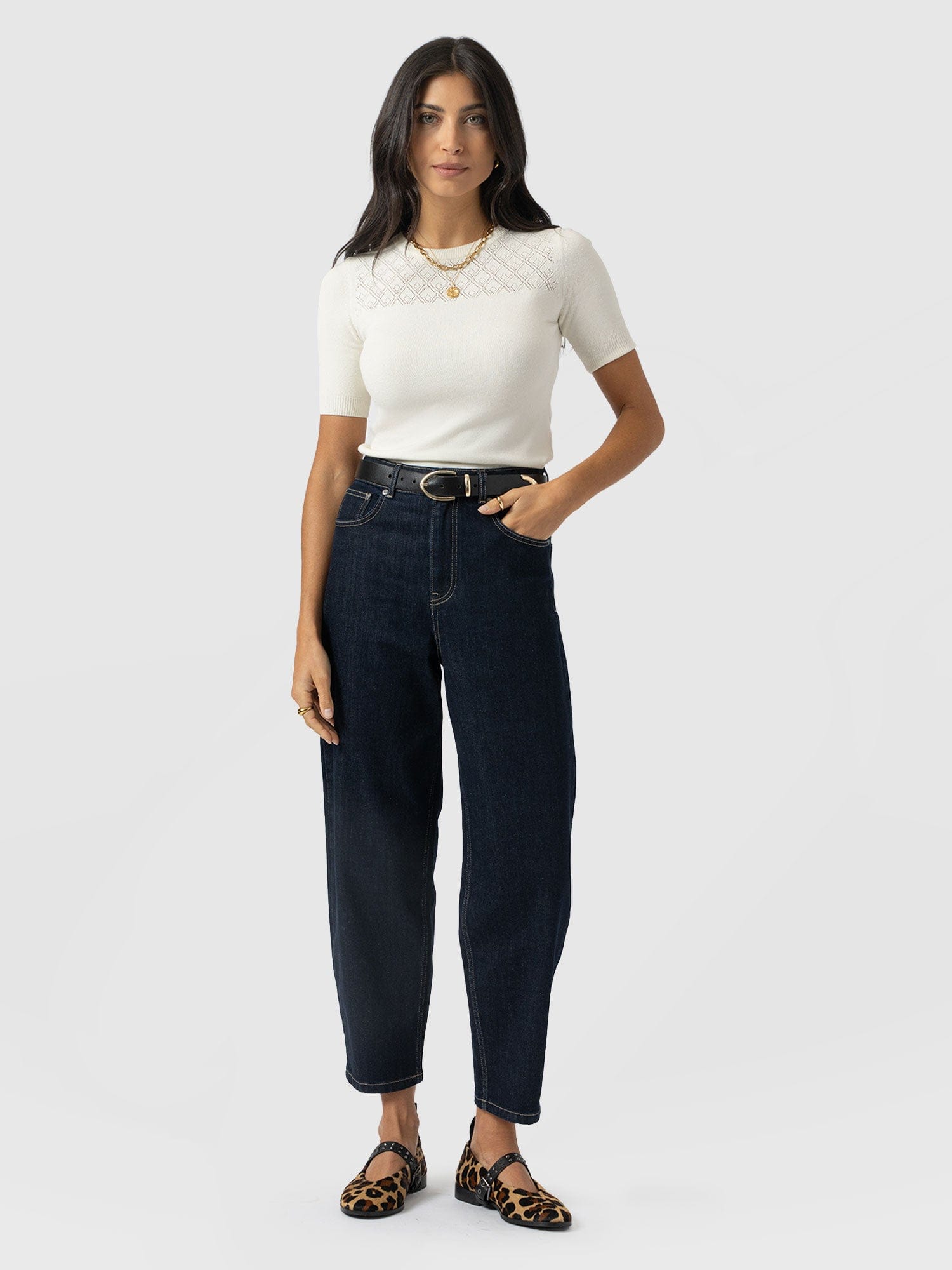 Diamond Knit Tee - Cream - Women's Sweaters | Saint + Sofia® USA