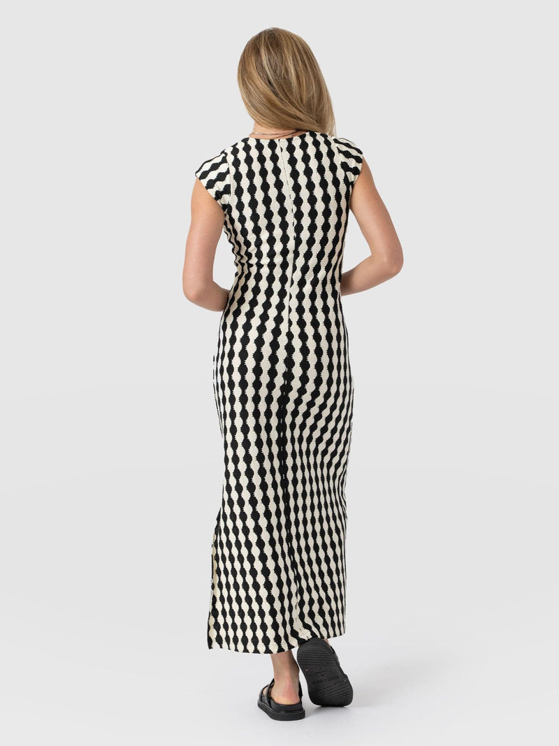 Elise Scoop Neck Midaxi Dress - Black/Cream - Women's Dresss | Saint + Sofia® USA