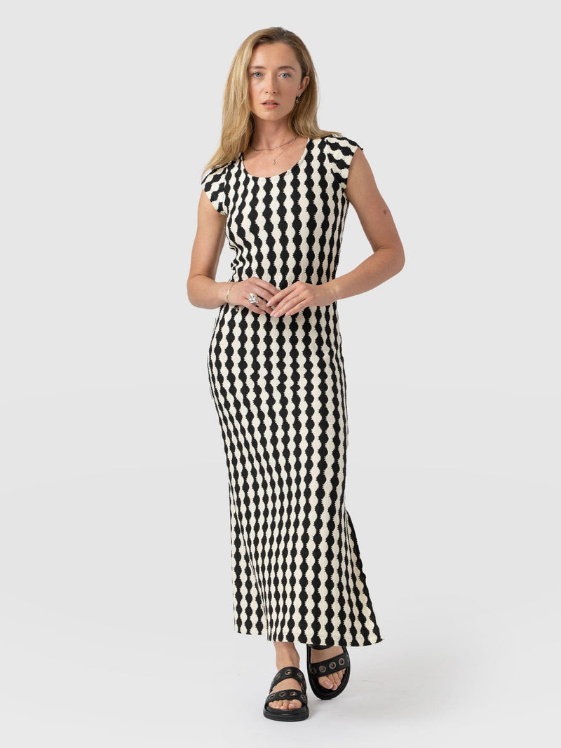 Elise Scoop Neck Midaxi Dress - Black/Cream - Women's Dresss | Saint + Sofia® USA