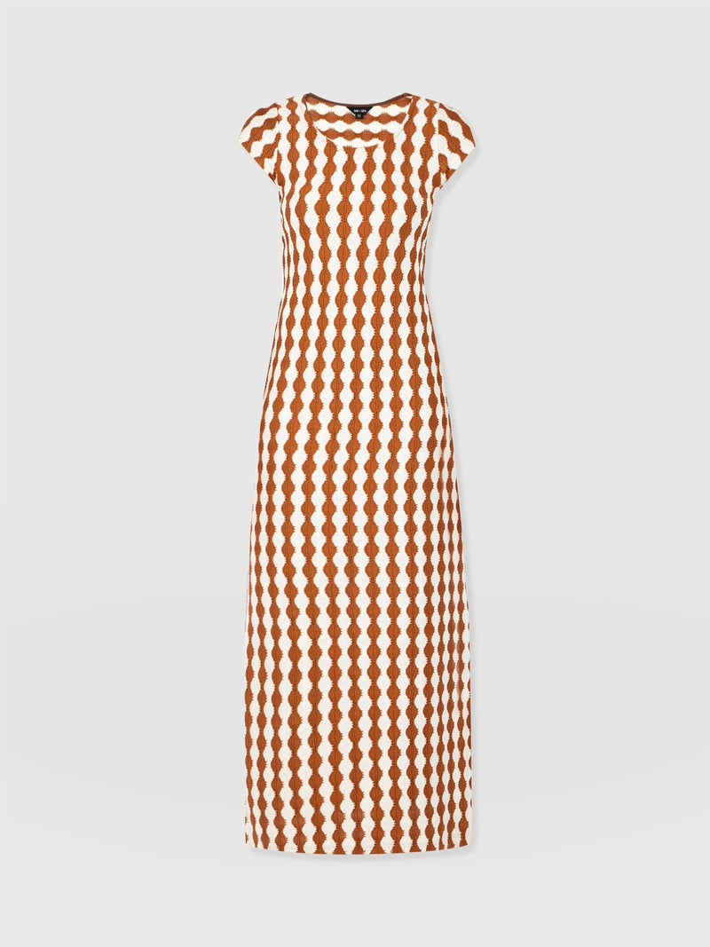 Elise Scoop Neck Midaxi Dress - Brown/Cream - Women's Dresss | Saint + Sofia® USA