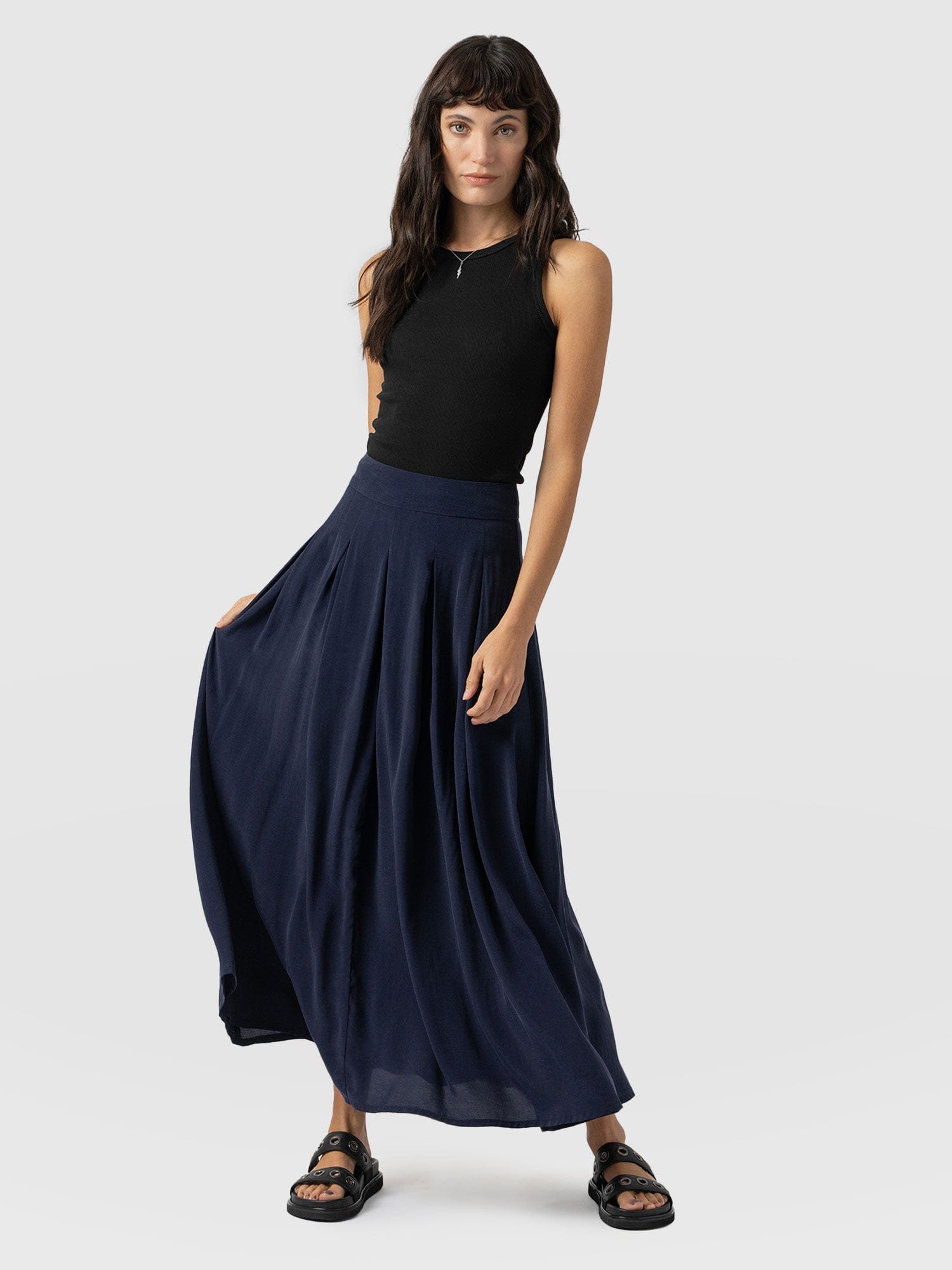 Eliza Pleated Skirt Navy - Women's Skirts | Saint + Sofia® US