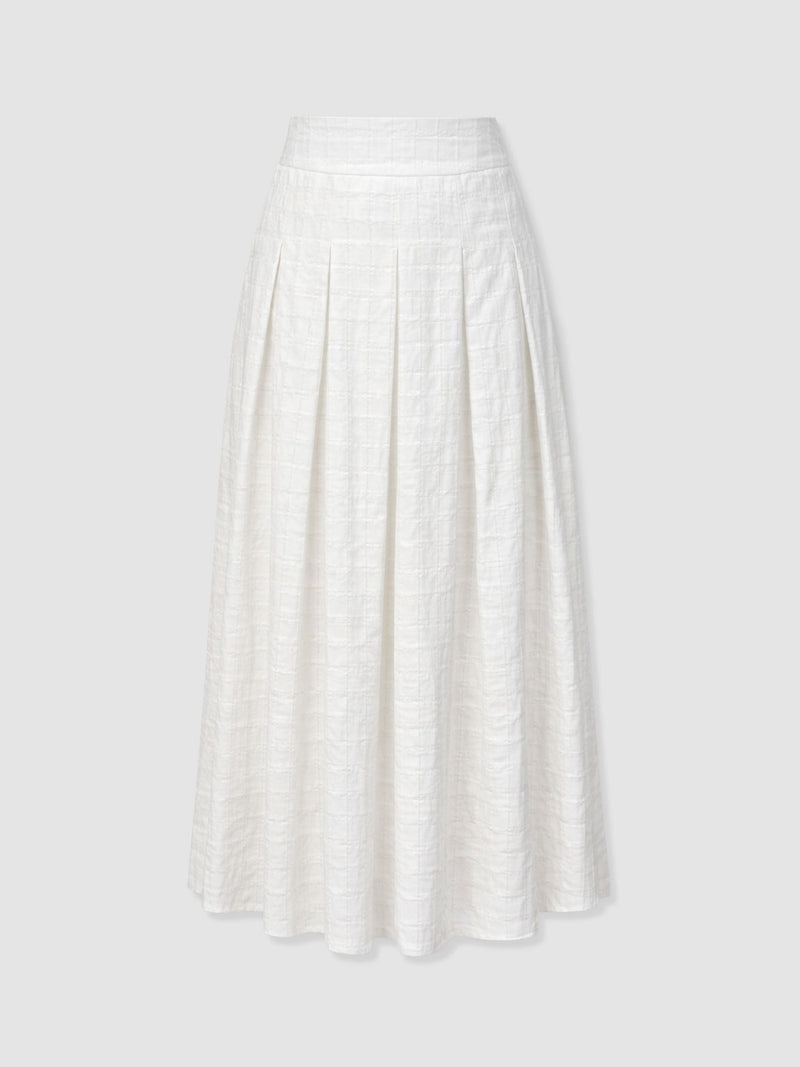 Eliza Pleated Skirt - White Textured - Women's Skirts | Saint + Sofia® USA