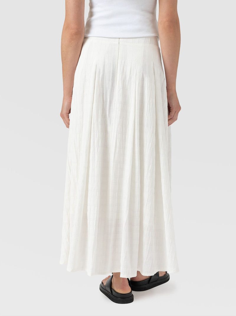 Eliza Pleated Skirt - White Textured - Women's Skirts | Saint + Sofia® USA