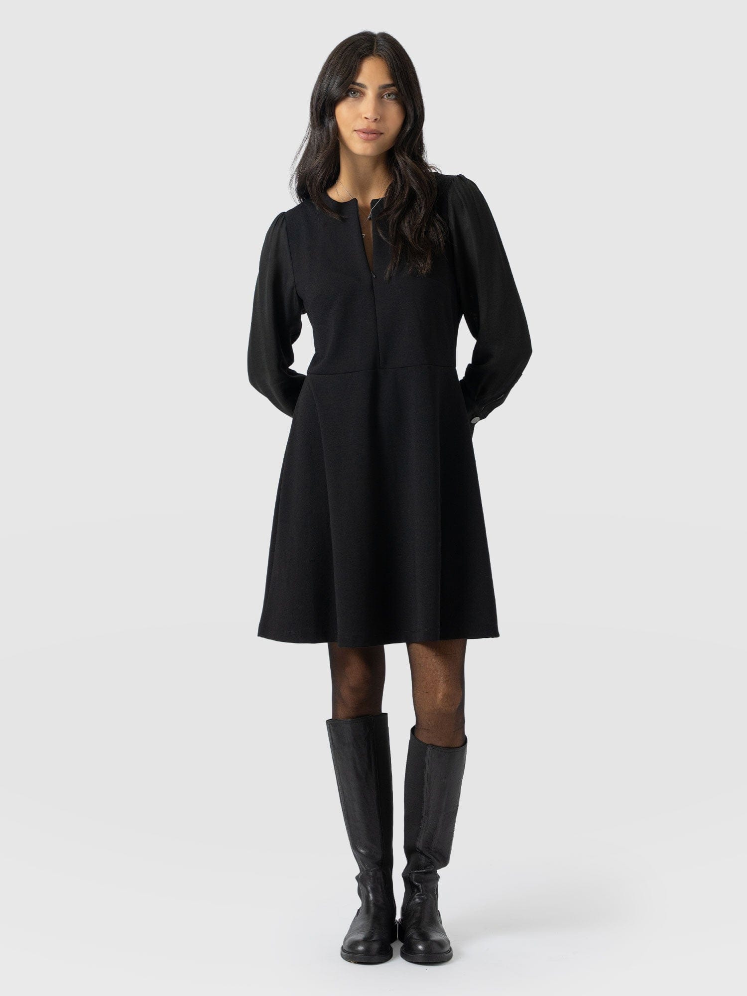 Ella Fit & Flare Dress - Black - Women's Dresses