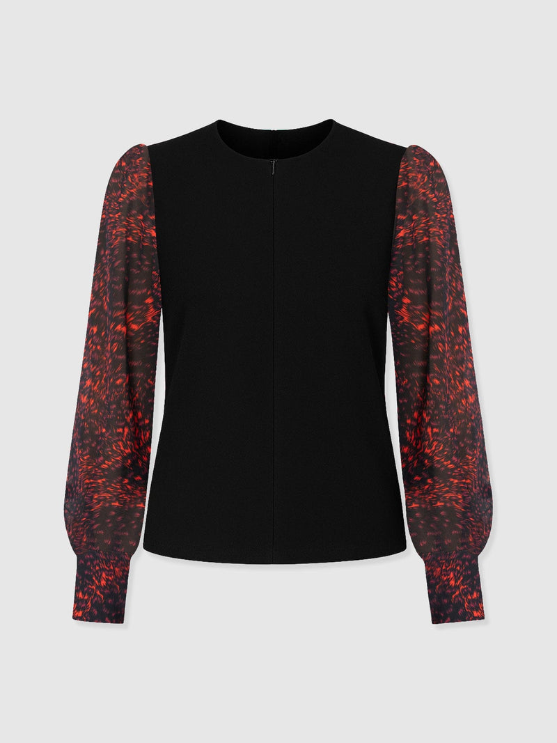 Ella Zip Up Top - Red Fade Spot - Women's T-shirts | Saint + Sofia® USA