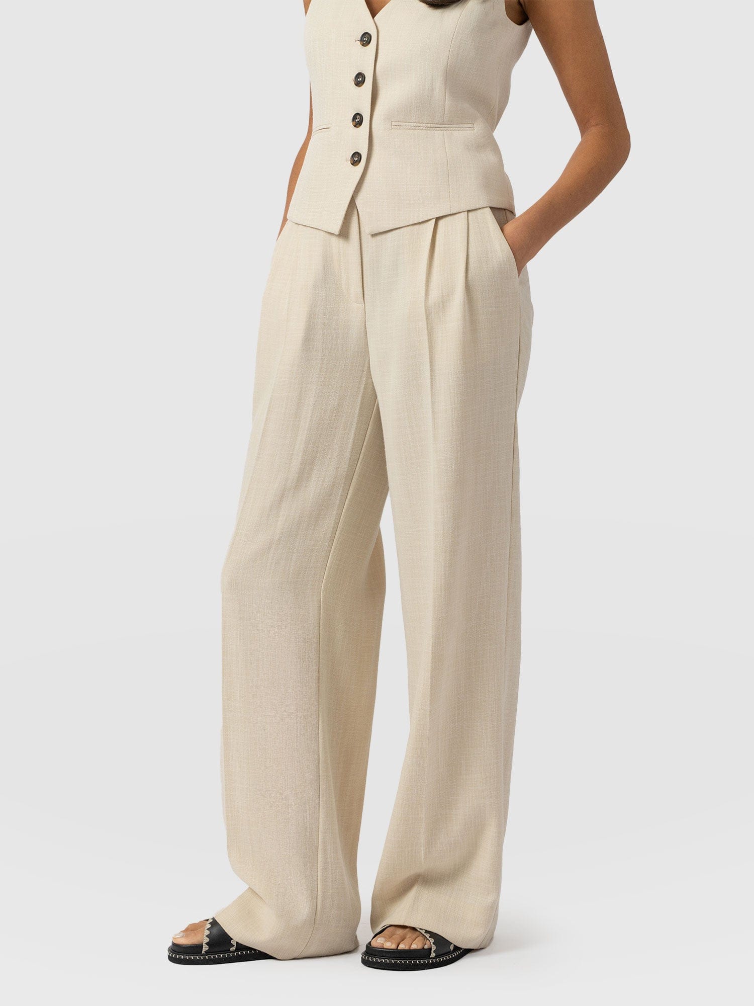 Argent Wide Leg Pant Cream - Women's Trousers | Saint + Sofia® US