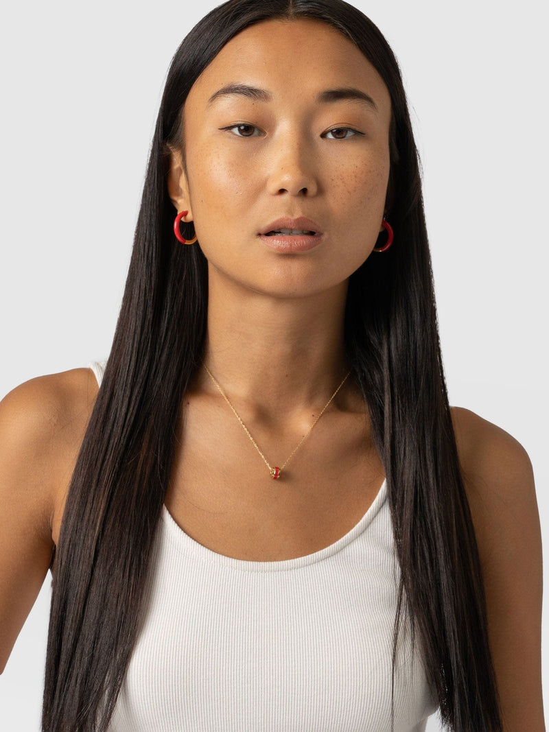 Enamel Stripe Charm Necklace Gold and Black - Women's Jewellery | Saint + Sofia® USA
