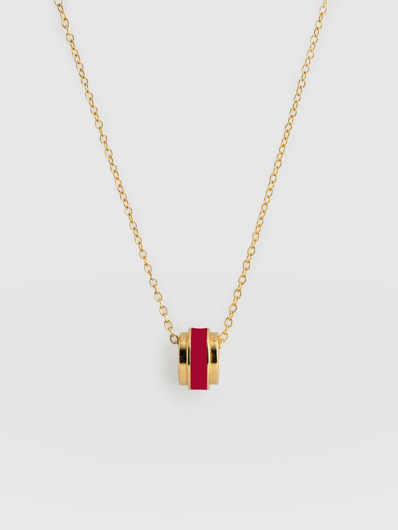 Enamel Stripe Charm Necklace Gold and Black - Women's Jewellery | Saint + Sofia® USA