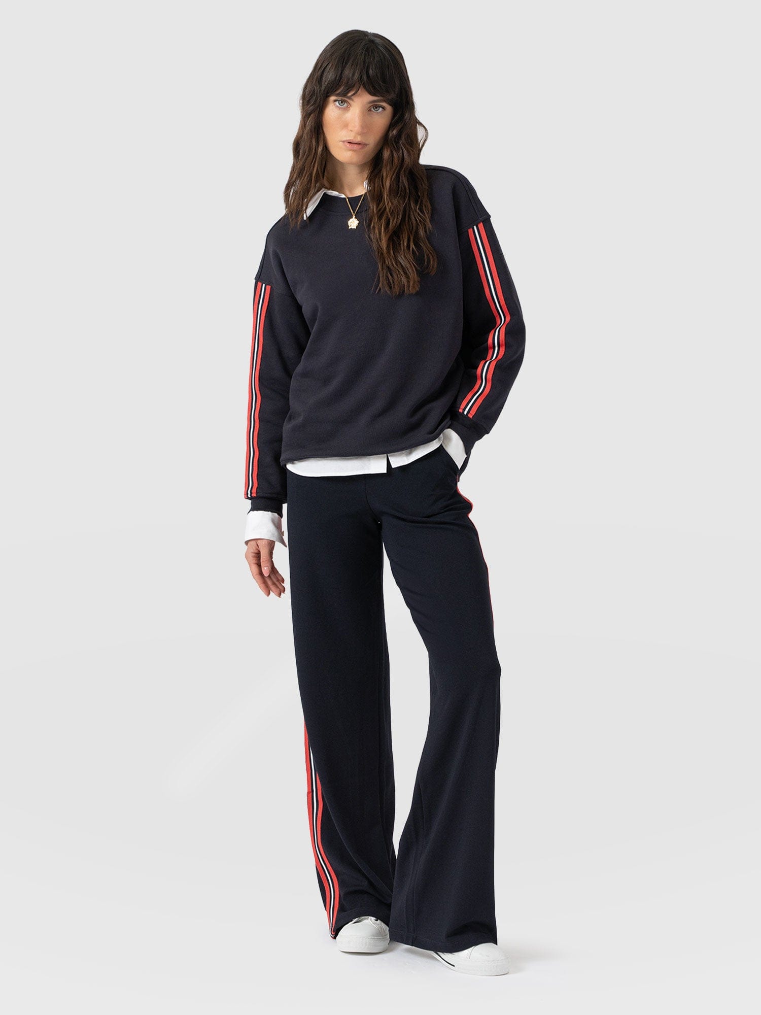 Victory Sweatshirt - Navy - Red Stripe - Women's Sweaters | Saint + Sofia® USA