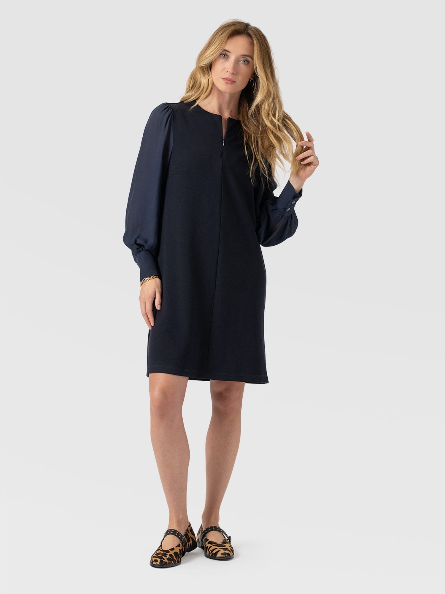 Esme Zip Up Dress Navy - Women's Dresses