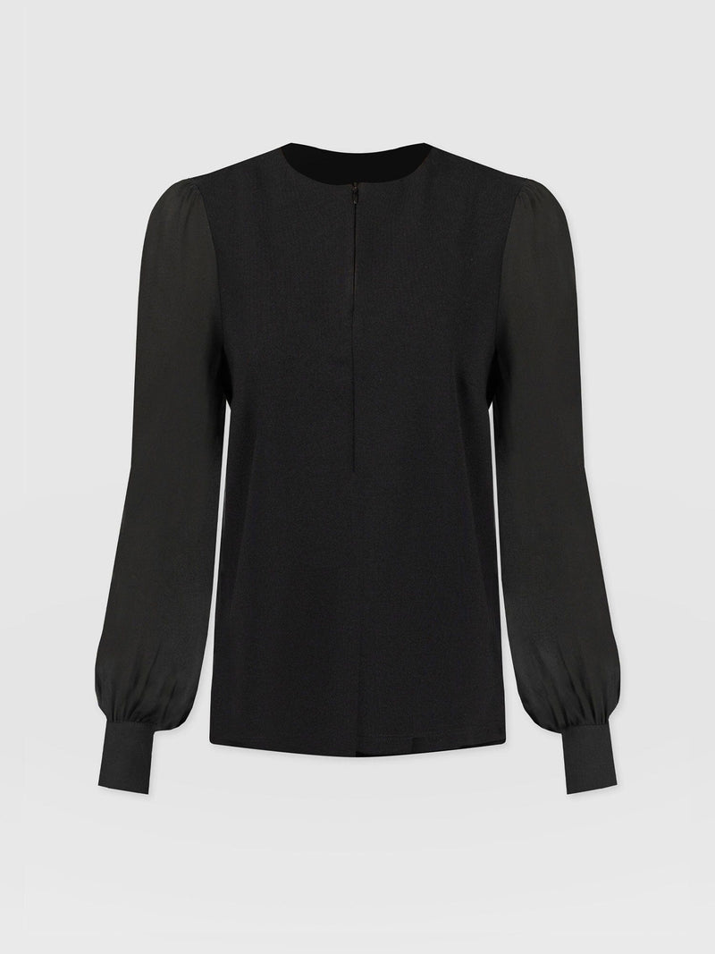 Esme Zip Up Top Black - Women's Tops | Saint + Sofia® USA
