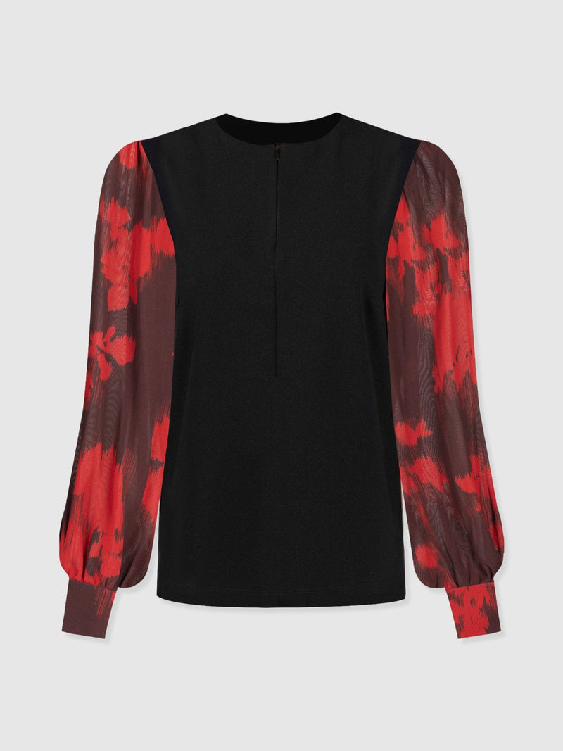 Esme Zip Up Top - Pink Fade Floral - Women's T-shirts | Saint + Sofia® USA