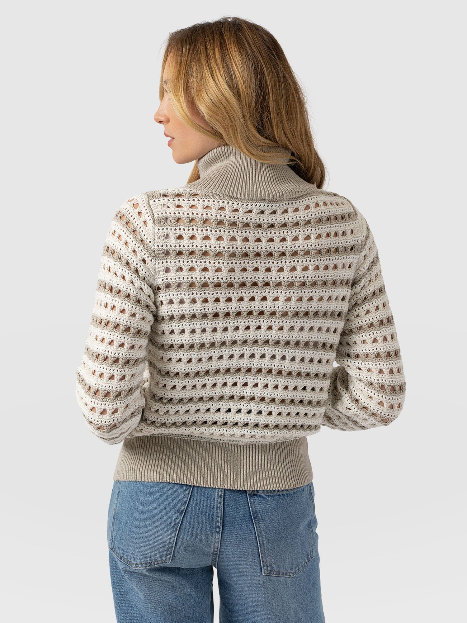 Ester Quarter Zip Knit - Beige - Women's Knitwear | Saint and Sofia® USA