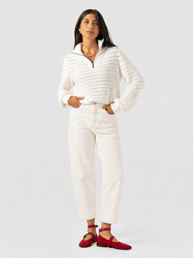 Ester Quarter Zip Knit - Cream - Women's Sweaters | Saint and Sofia® USA