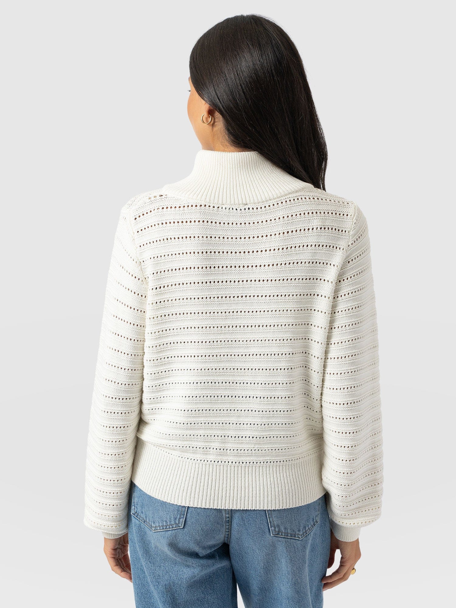 Ester Quarter Zip Knit - Cream - Women's Sweaters | Saint + Sofia® USA