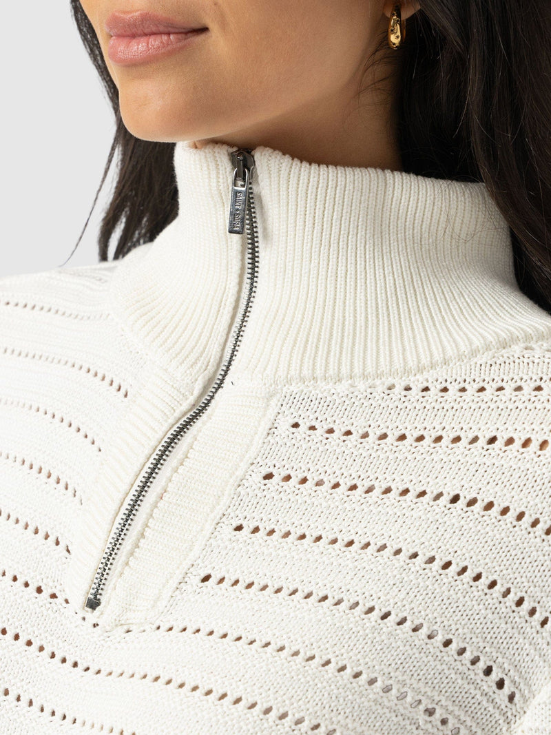 Ester Quarter Zip Knit - Cream - Women's Sweaters | Saint + Sofia® USA
