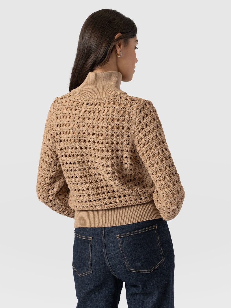 Ester Quarter Zip Knit - Camel - Women's Knitwear | Saint + Sofia® US