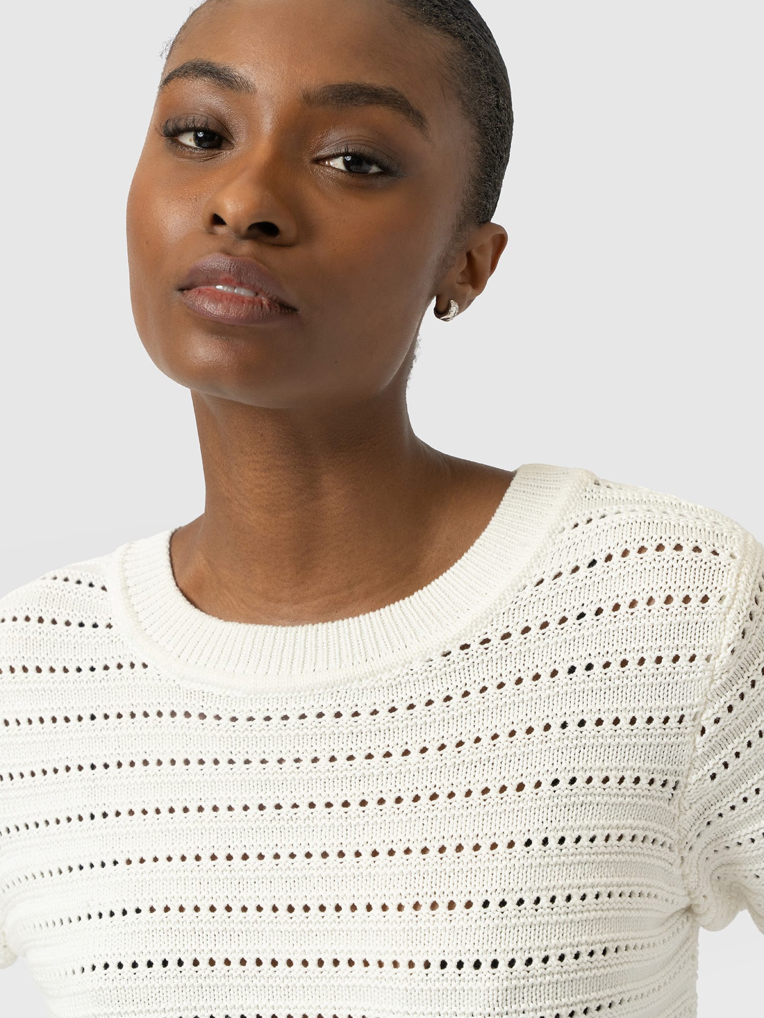 Ester Short Sleeve Knit - Cream - Women's Sweaters | Saint and Sofia® USA