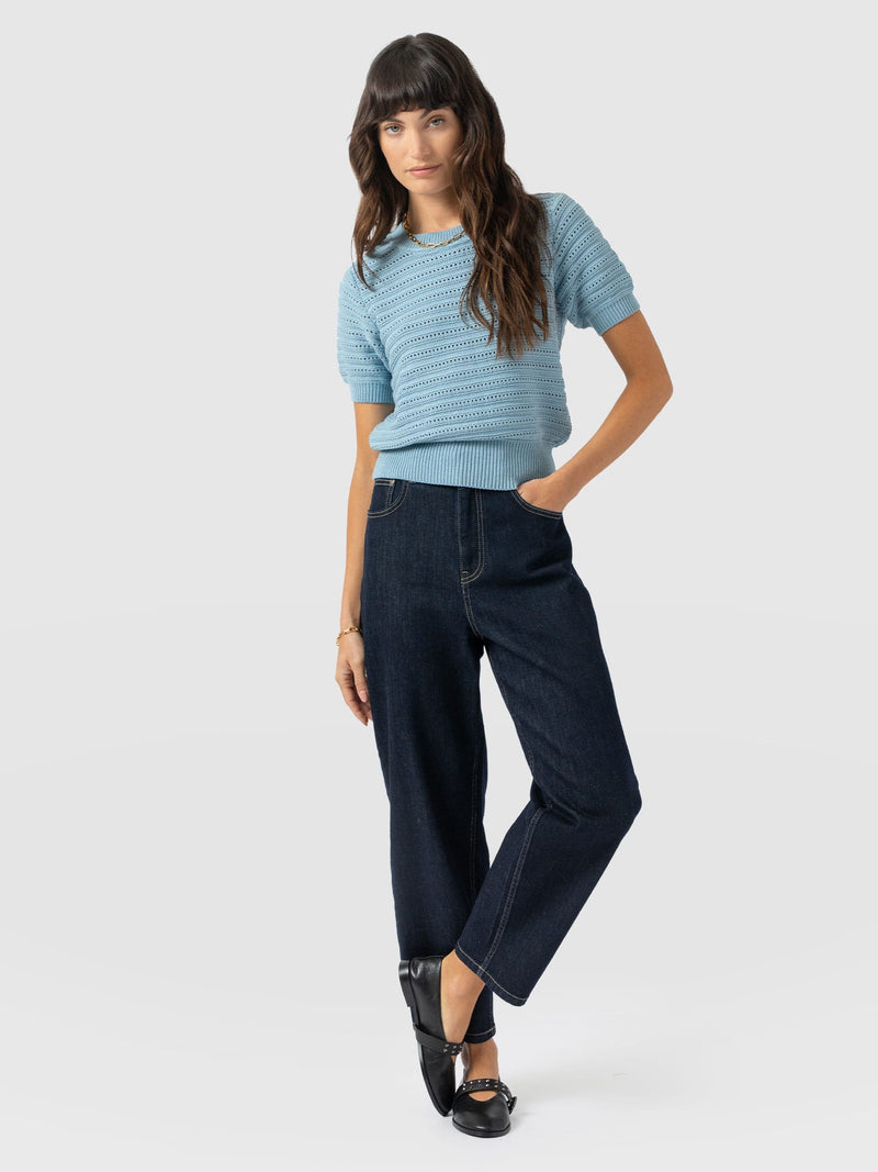 Ester Short Sleeve Knit - Powder Blue - Women's Sweaters | Saint and Sofia® USA