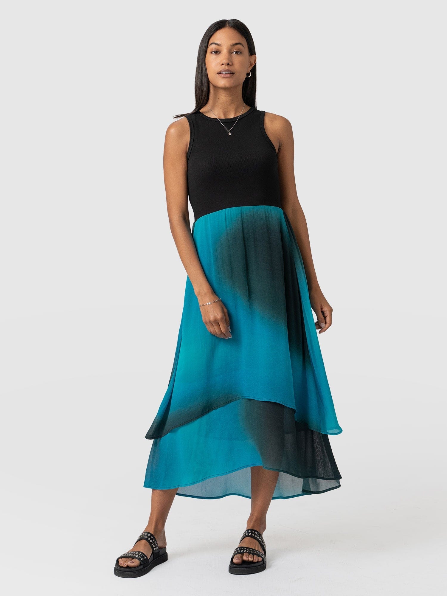 Etta Layered Dress Blue Coral Women's Skirts Saint + Sofia® USA