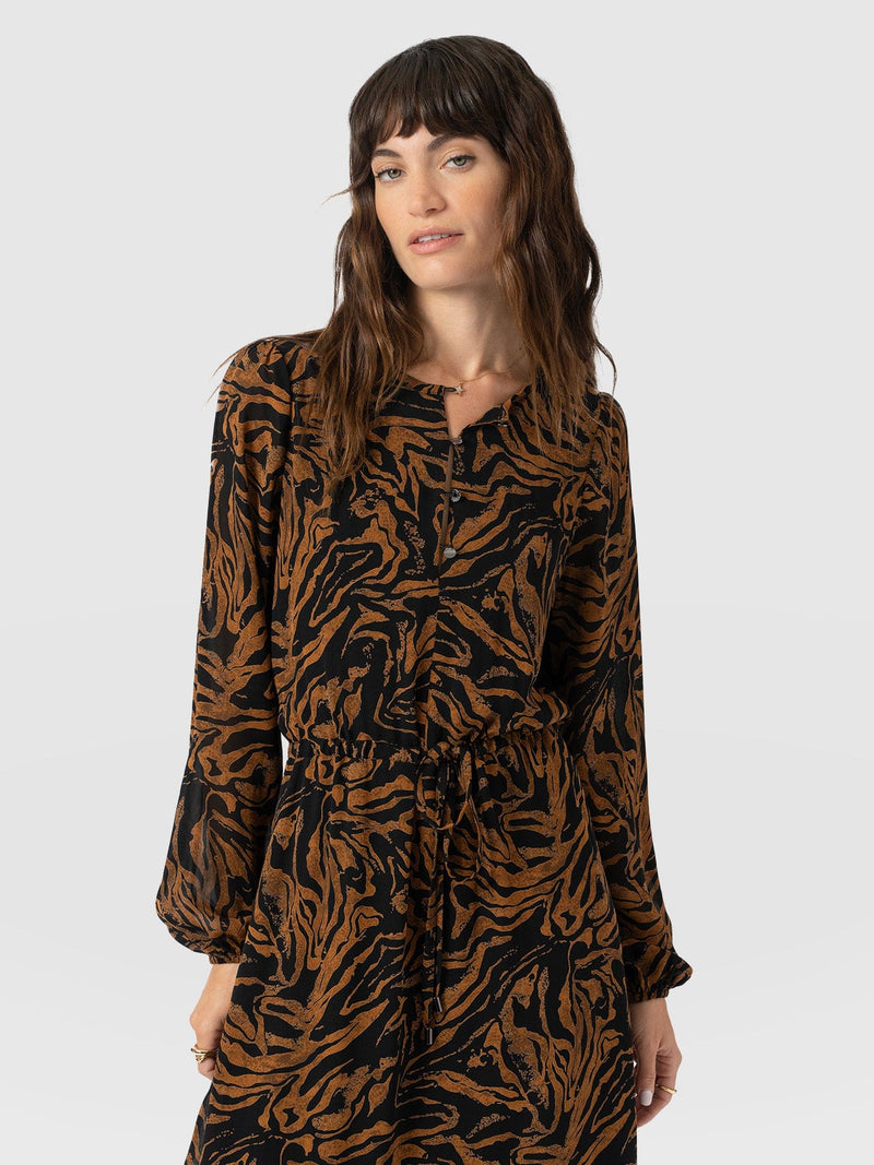 Evelyn High Low Dress - Brown Zebra - Women's Dresses | Saint and Sofia® USA