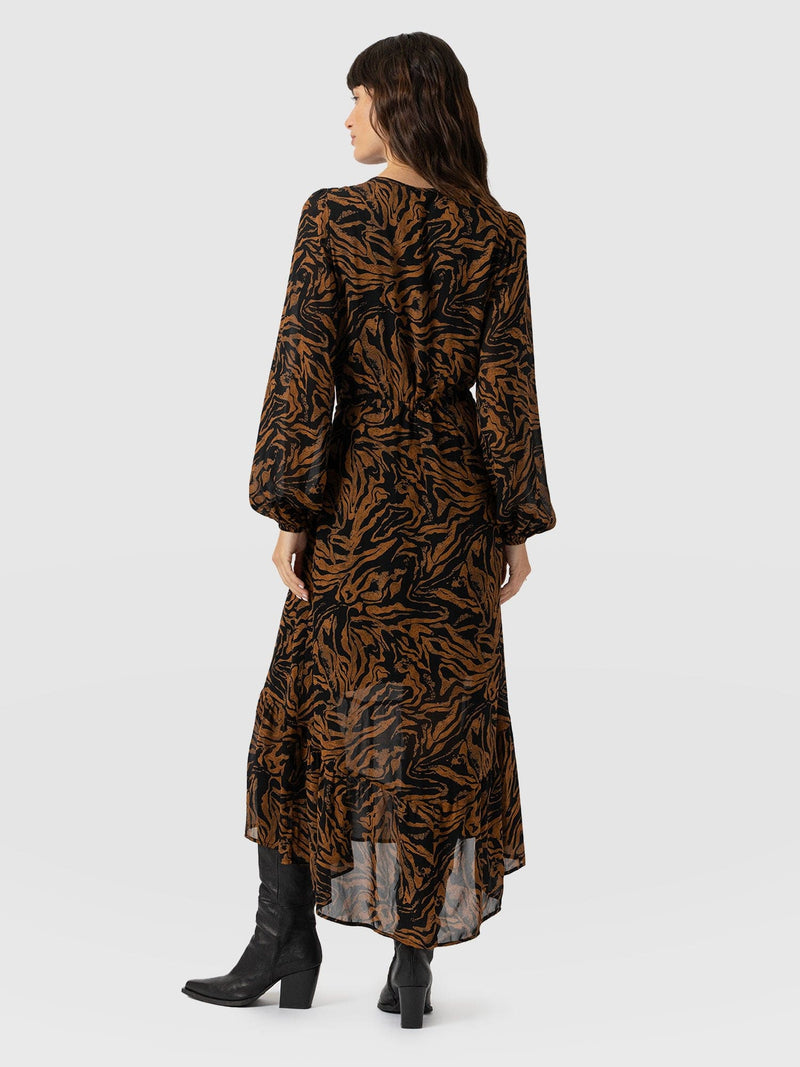 Evelyn High Low Dress - Brown Zebra - Women's Dresses | Saint and Sofia® USA