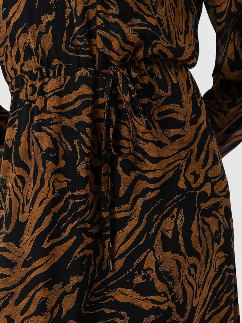Evelyn High Low Dress - Brown Zebra - Women's Dresses | Saint and Sofia® USA
