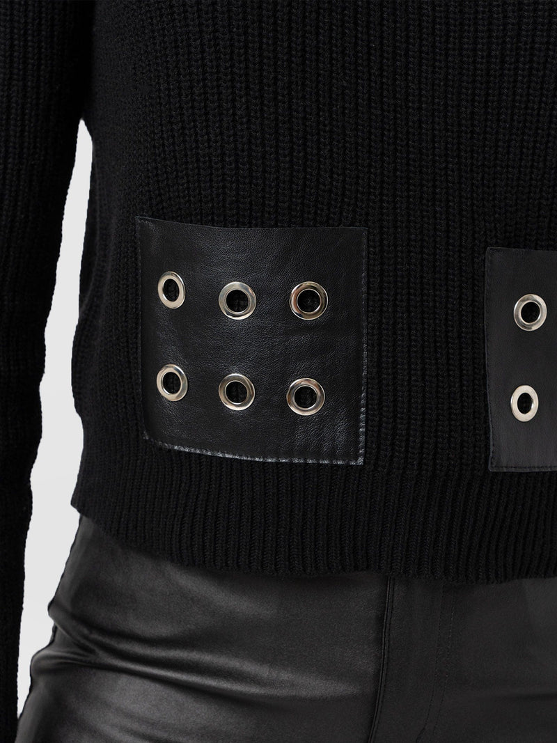 Eyelet Rib Knit Sweater Black - Women's Sweaters | Saint + Sofia® US