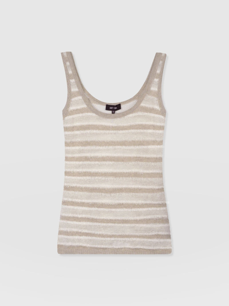 Fearne Knit Cami - Cream Stripe - Women's Tanks | Saint + Sofia® USA