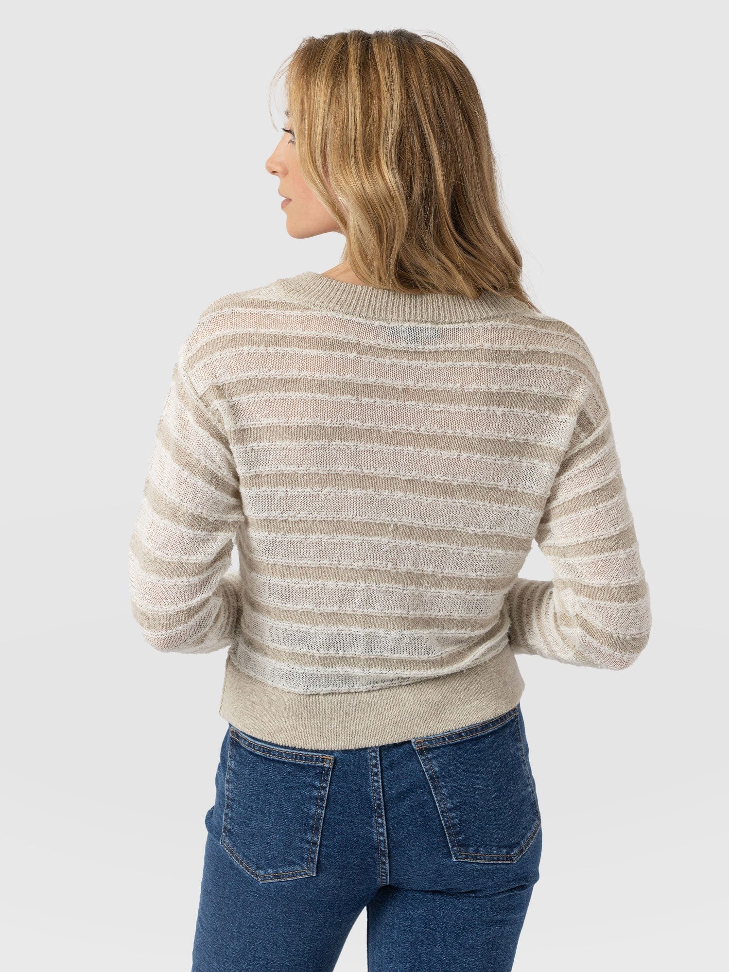 Fearne Knit Cardigan - Cream Stripe - Women's Cardigans | Saint + Sofia® USA
