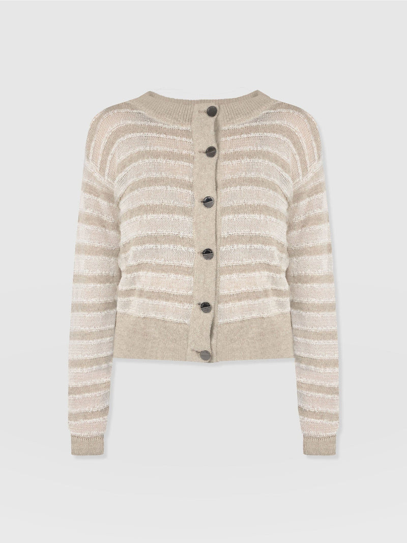 Fearne Knit Cardigan - Cream Stripe - Women's Cardigans | Saint + Sofia® USA