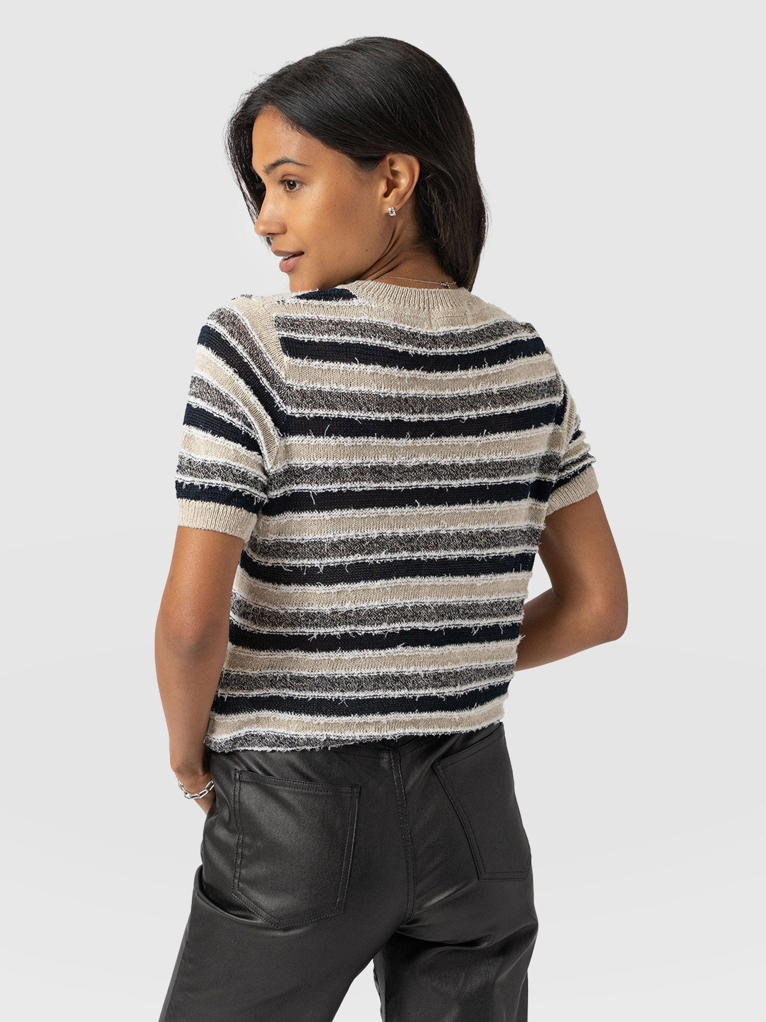 Fearne Knit Tee Blue Stripe - Women's Knitwear | Saint + Sofia® US