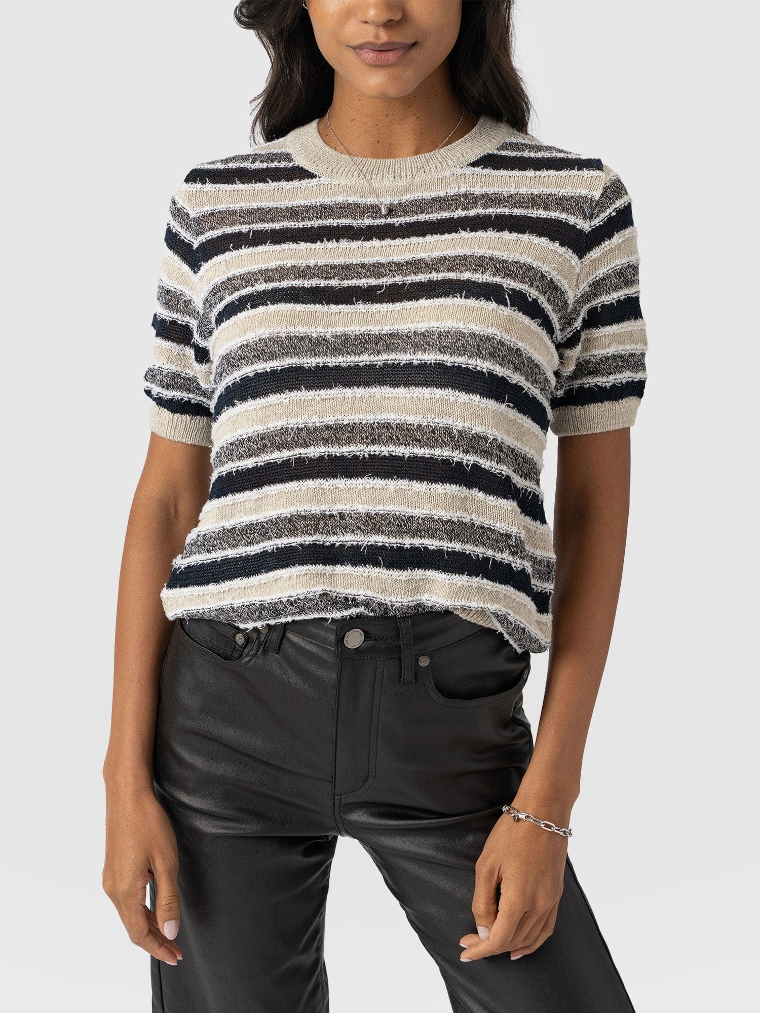 Fearne Knit Tee Blue Stripe - Women's Knitwear | Saint + Sofia® US