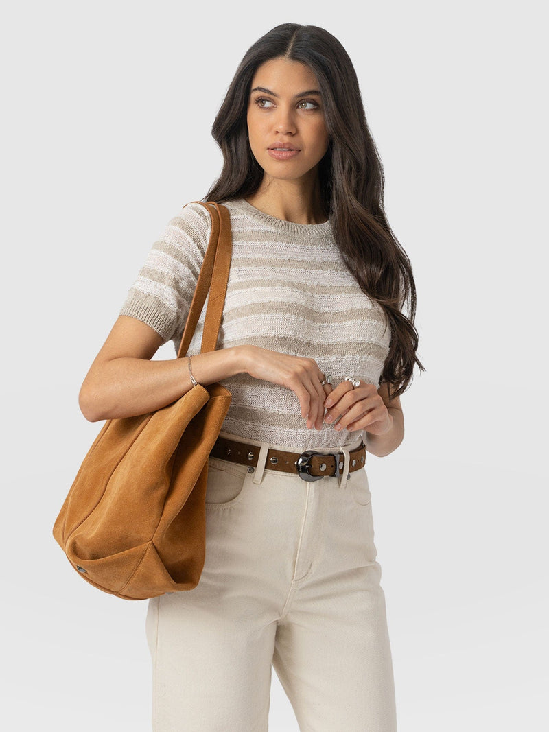 Fearne Knit Tee - Cream Stripe - Women's Knitwears | Saint + Sofia® USA