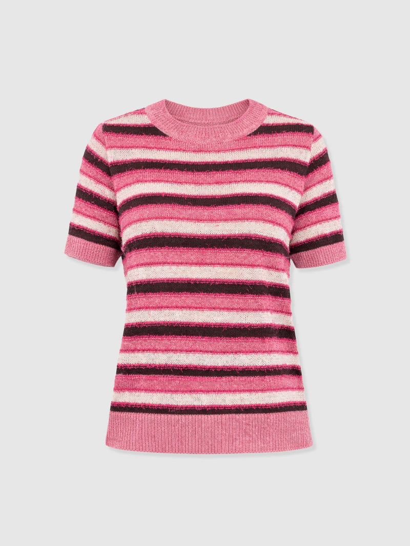 Fearne Knit Tee - Pink Stripe - Women's Sweaters | Saint + Sofia® USA
