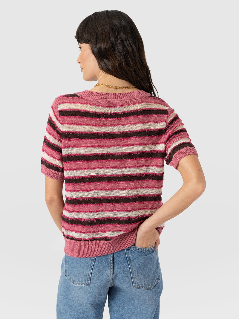 Fearne Knit Tee - Pink Stripe - Women's Sweaters | Saint + Sofia® USA