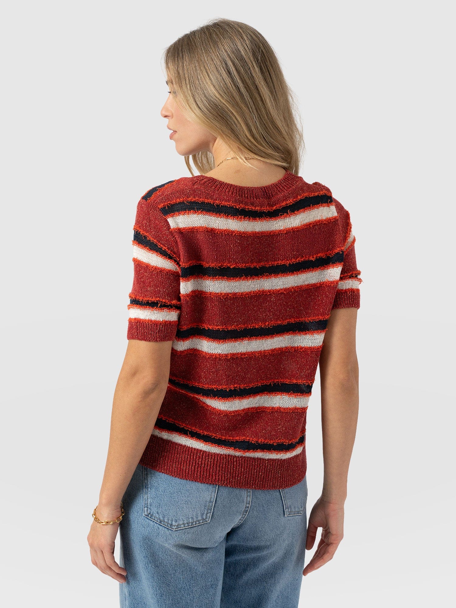 Fearne Knit Tee - Red Stripe - Women's Sweaters | Saint + Sofia® USA