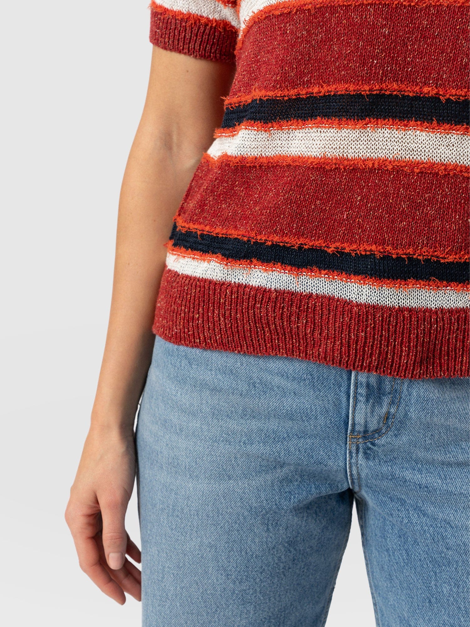 Fearne Knit Tee - Red Stripe - Women's Sweaters | Saint + Sofia® USA
