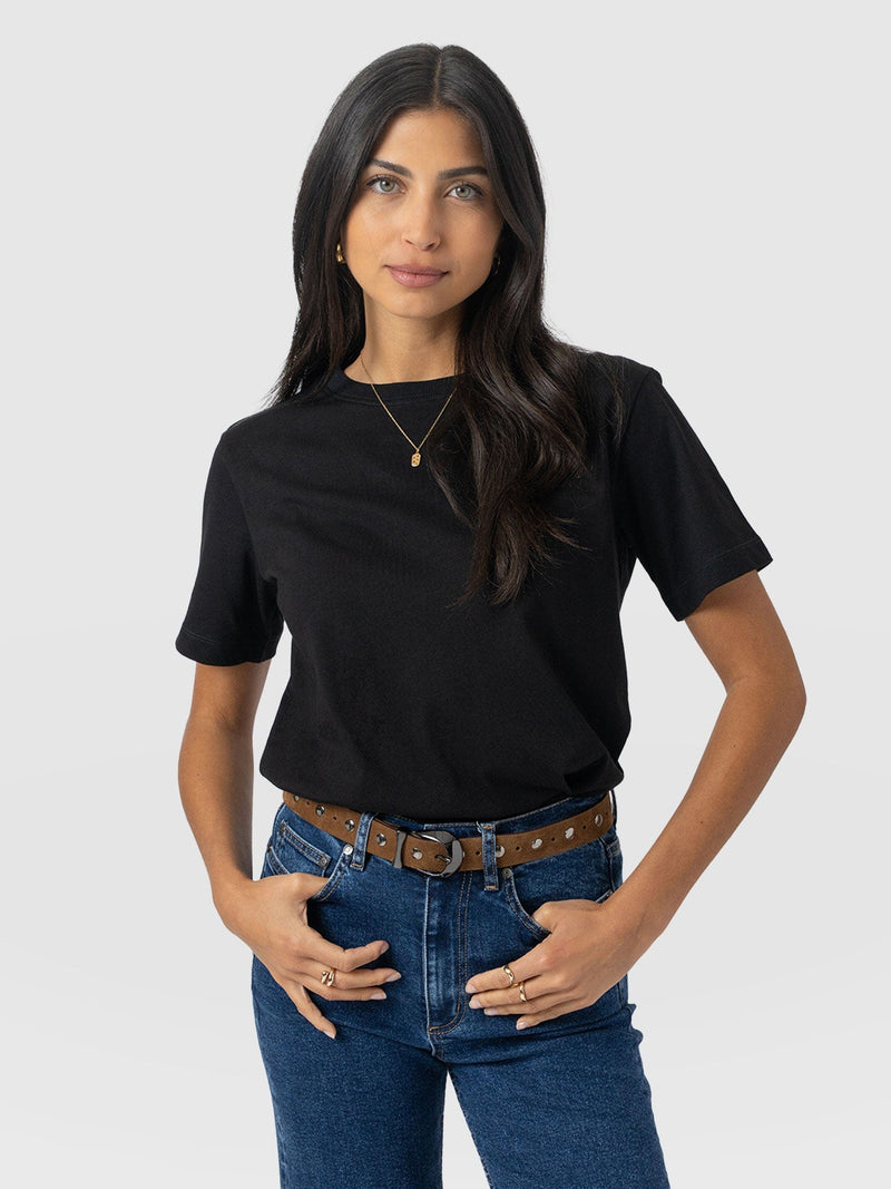 Finsbury Crew Neck Tee - Black - Women's T-shirts | Saint + Sofia® USA