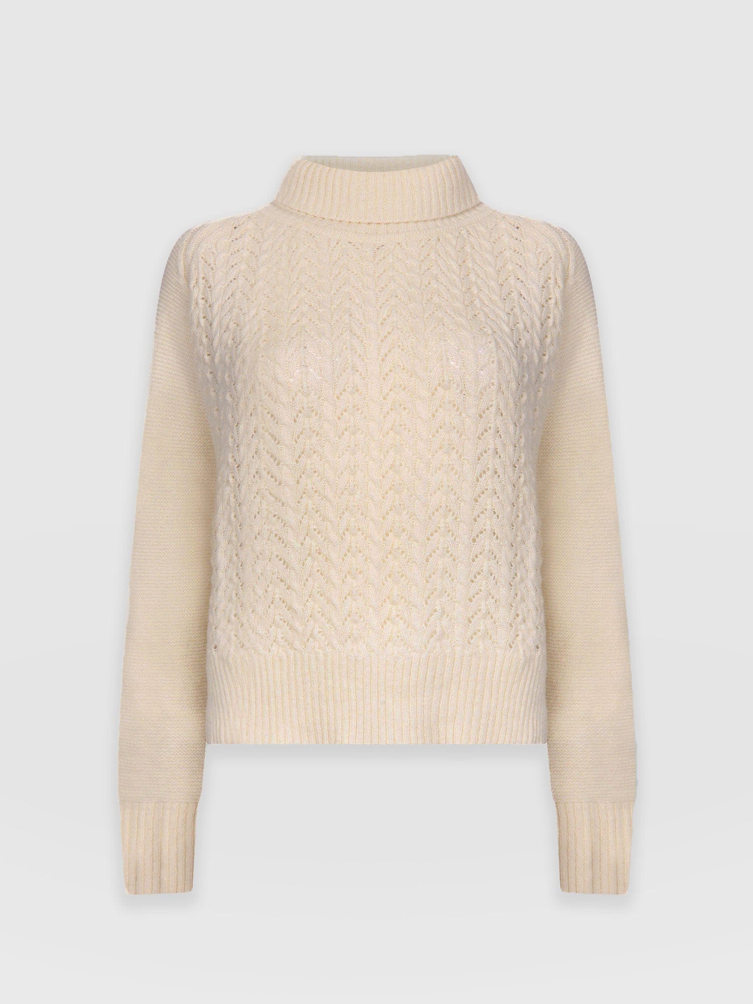 Glen Cable Knit sweater Cream - Women's Sweaters | Saint + Sofia® USA